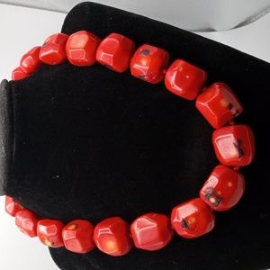 Vintage red with black stone necklace